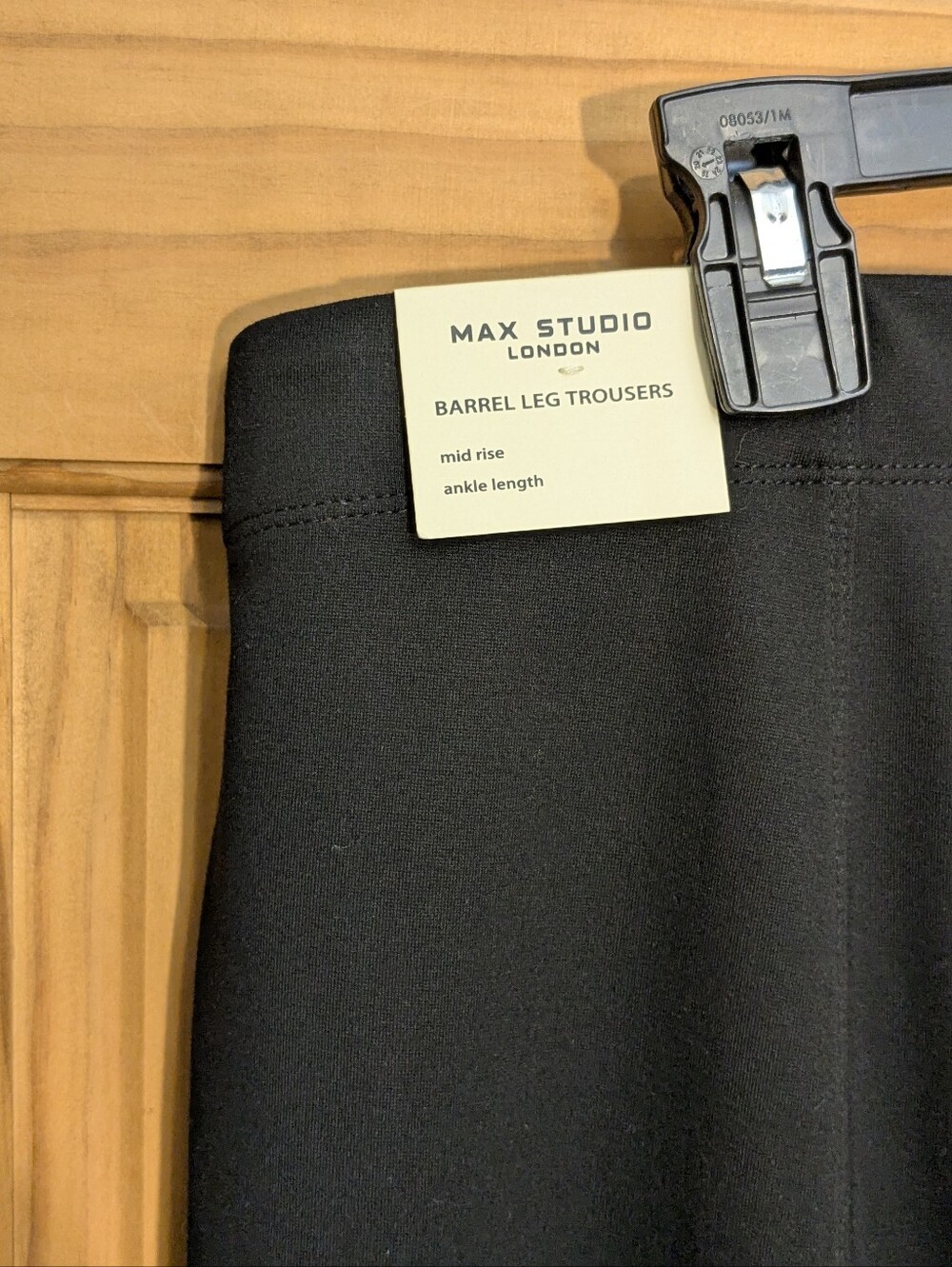 Max Studio NWT Barrel Leg Trouser Pants Black Mid Rise Ankle Length Womens LG - Picture 10 of 14